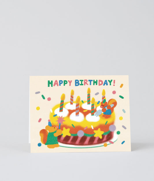 Happy Birthday Cake & Candles Kids Greetings Card