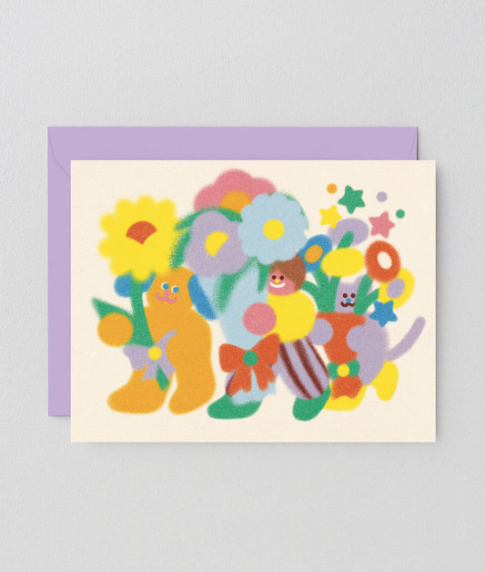 Flowers For You Kids Greetings Card