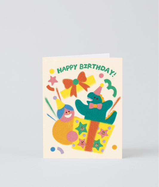 Happy Birthday Dino & Present Kids Greetings Card