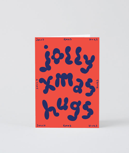 Jolly Xmas Hugs Embossed Holiday Card