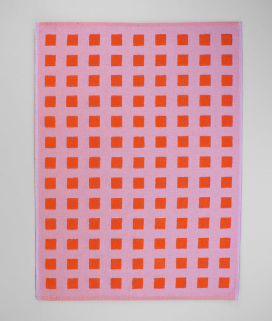 Squares Lilac/Warm Red Tea Towel