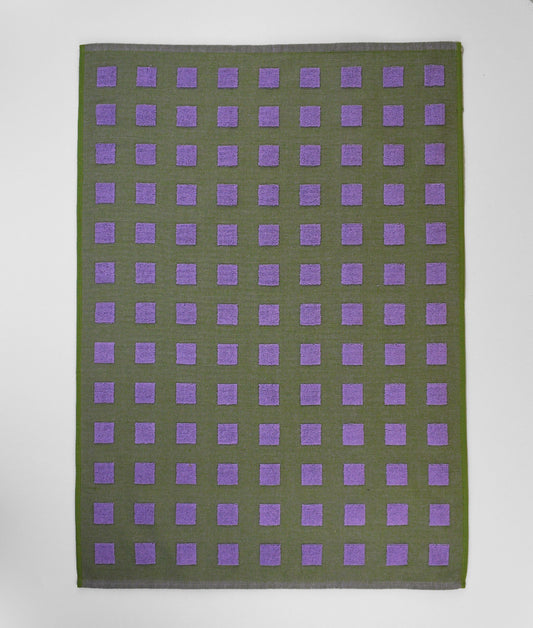 Squares Olive/Lilac Tea Towel