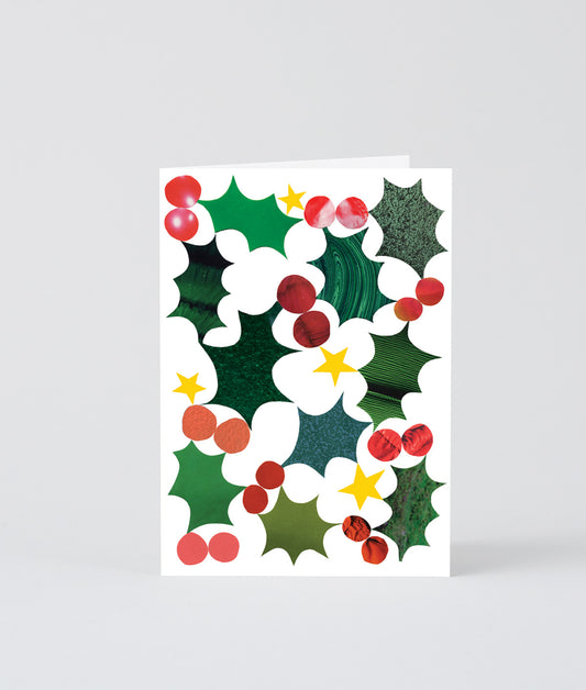 Holly Christmas Embossed Holiday Card