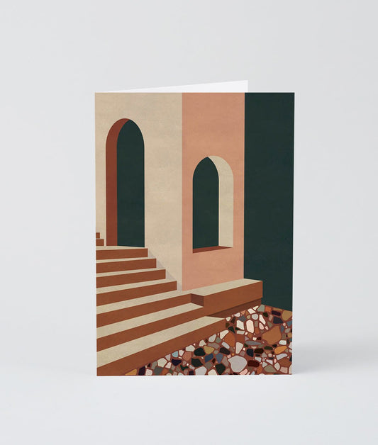 Terracotta Terrazzo & Stairs Art Card