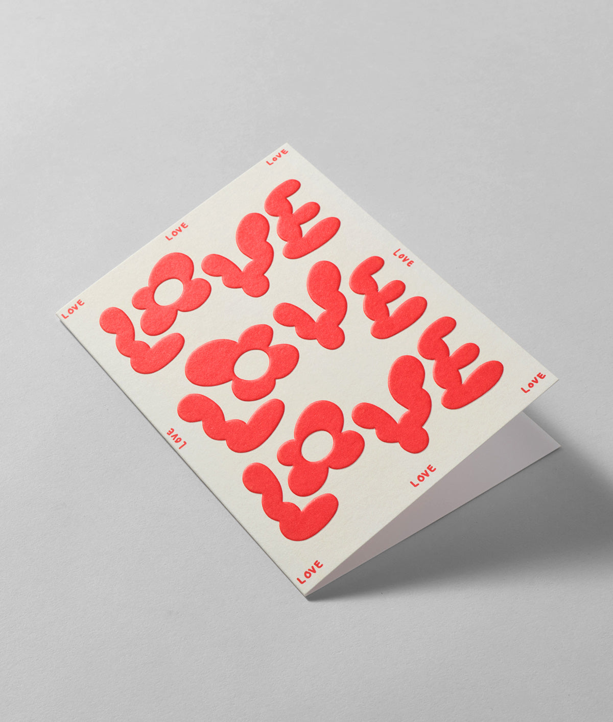 Love Love Love Embossed Greetings Card