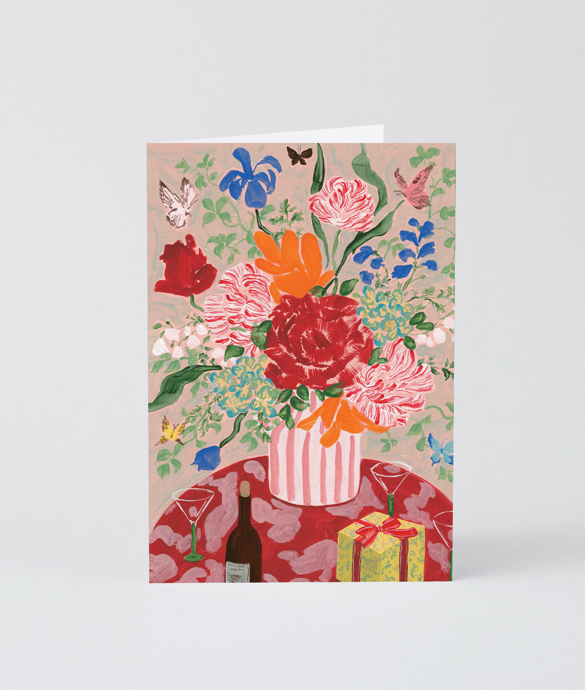 Birthday Bouquet & Champagne Art Card