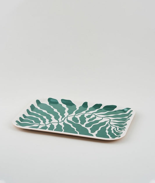 Leaves Green Rectangle Art Tray